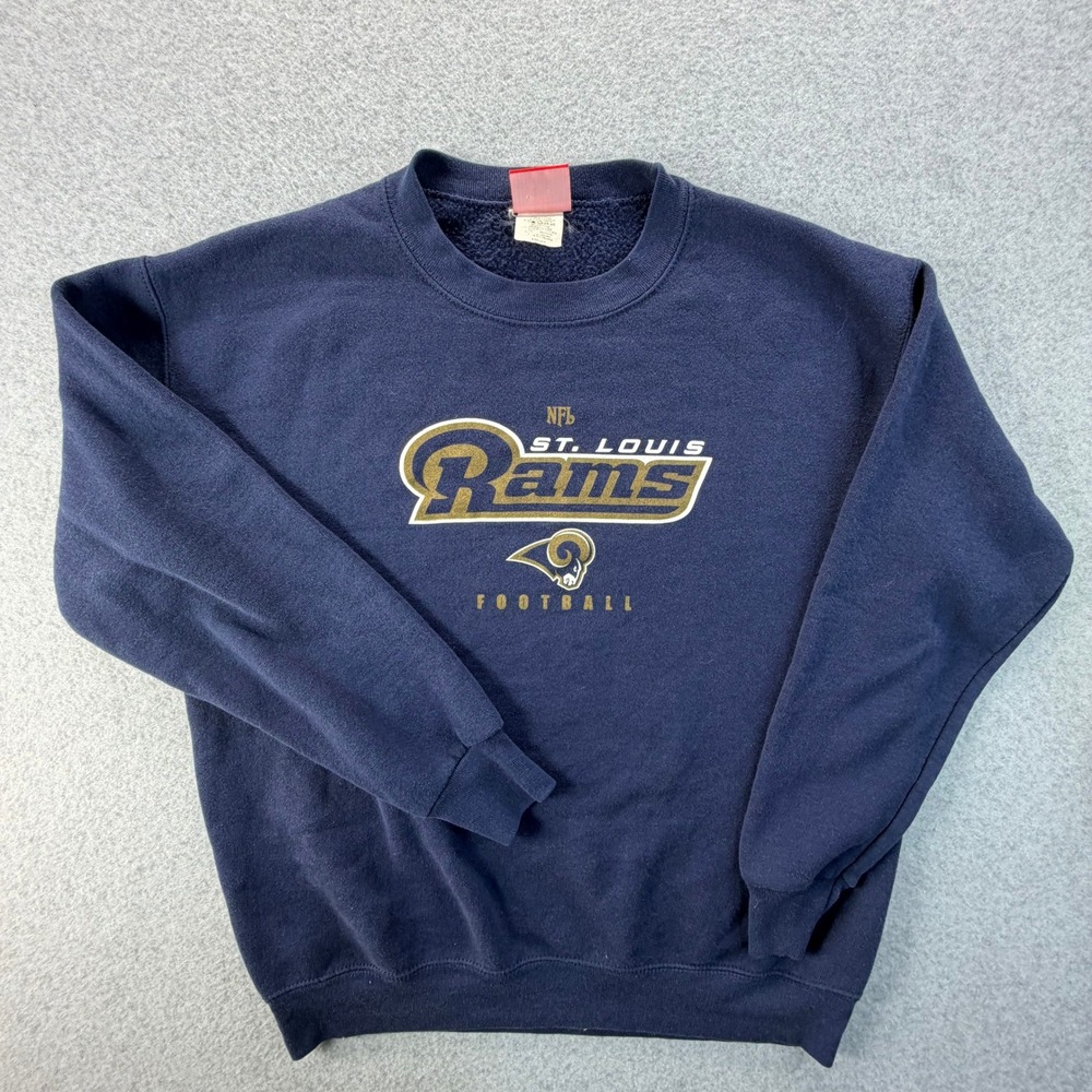 Vintage NFL St Louis Rams Crewneck Sweatshirt Navy Blue Medium Y2K Football